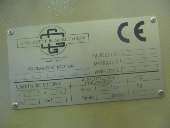 01 x Máquina de Chenille Mecânica Gigliotti&Gualchieri 144 Fusos